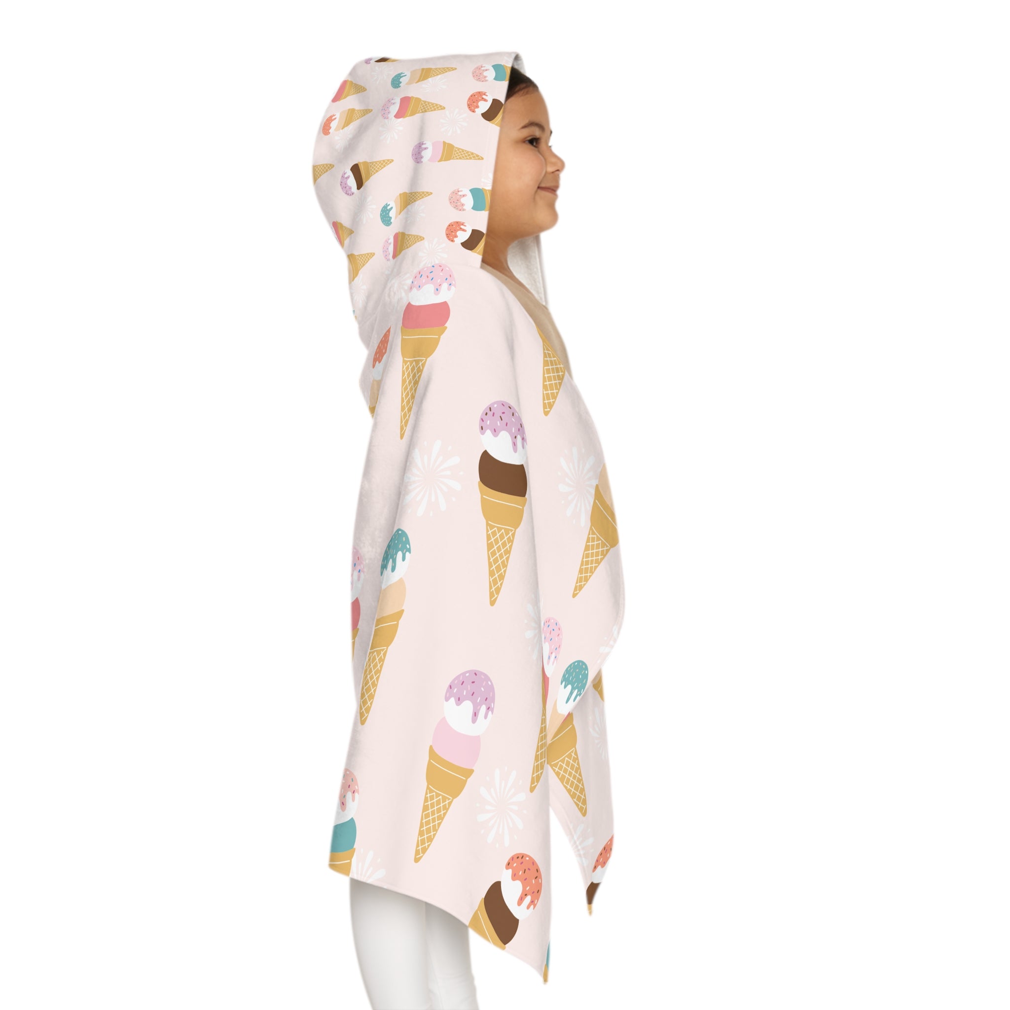 Ice Cream Design Hooded Towel, Cute Designs - Youth Hooded Towel