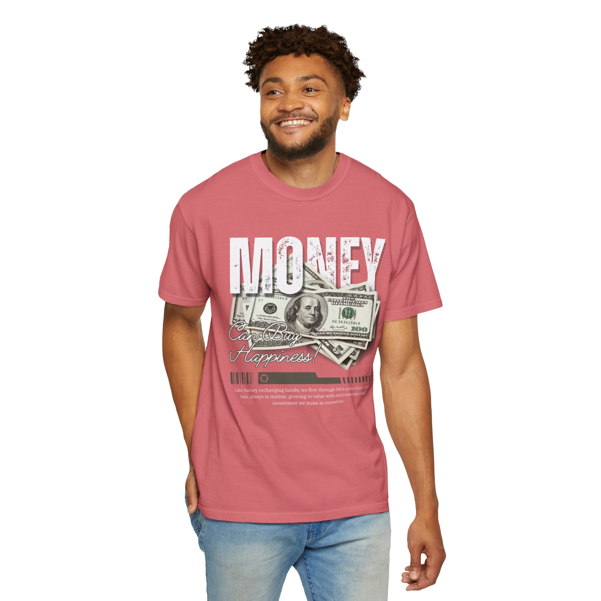 Money Can Buy Happiness, Graphic Design Unisex T-shirt, Casual Cotton Outwear, Gift for Him- Gift for Her, Stylish Tee, Cool Shirt, Trendy Apparel, Comfortable Top,