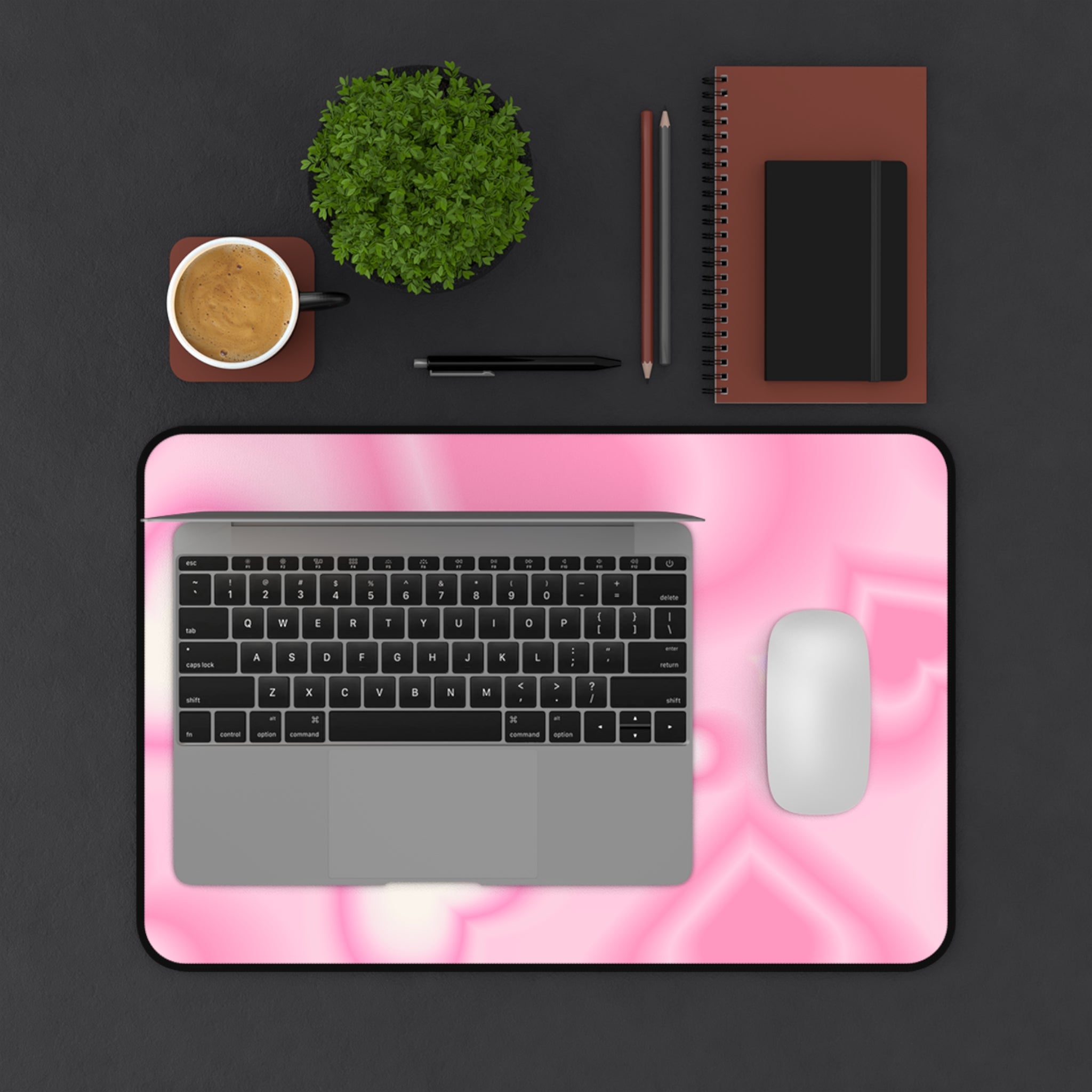 Pink Gradient Hearts Pattern, Valentines Gift, Mouse Pad, Desk Matt for Desktop, Cute Desk Pad Mat, XXL Large Mouse Pad for Desk, Anti-Slip Big Mousepad with Stitched Edges, Keyboard Pad Mouse Mat for Computer