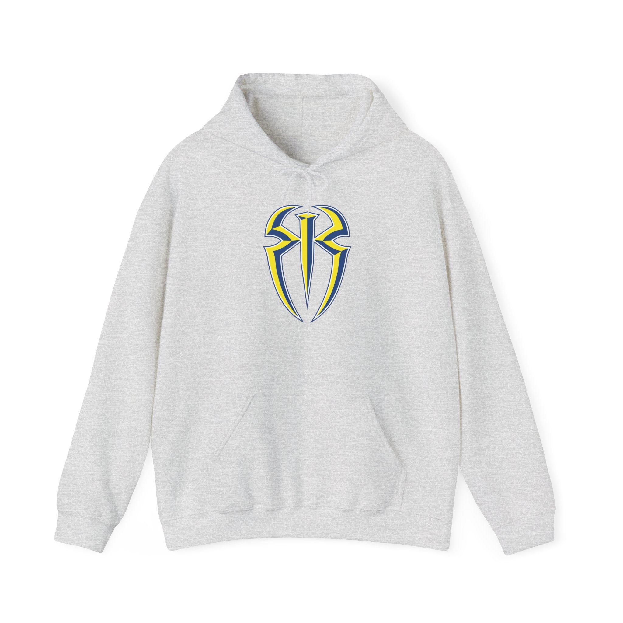 Roman Reigns White-Blue-Yellow Design Hoodies, Gift for Her - Gift for Him, Sports Fan Wrestling Unisex Hooded Sweatshirt, Casual Outwear