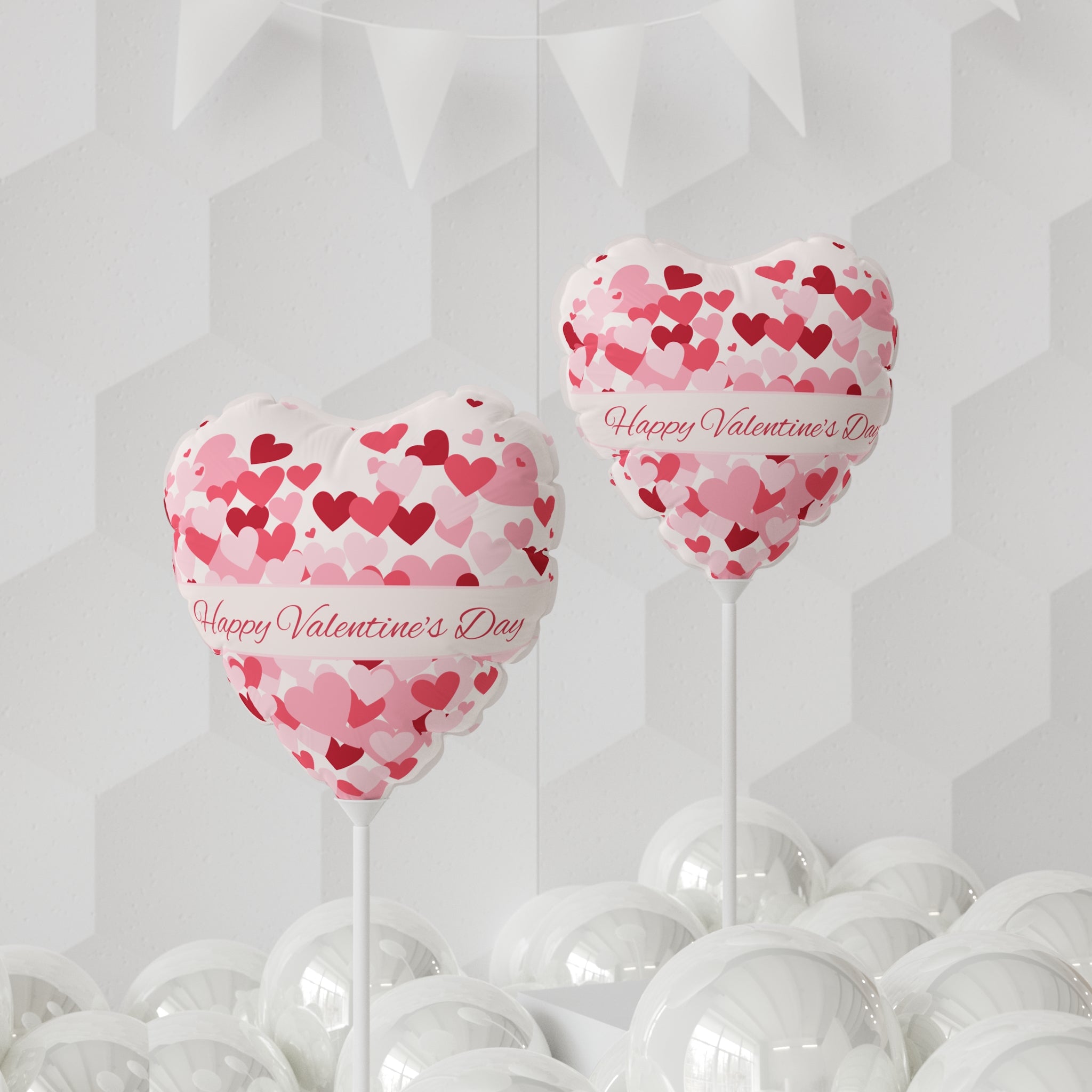 Valentine's Day Pink Balloons, Full of Hearts - Romantic Heart-Shaped Decorations and Words, Love Anniversary Party Supplies