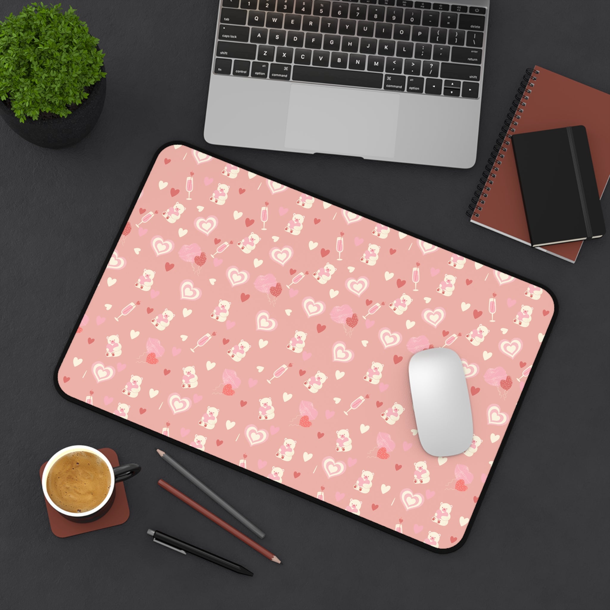 Cute Valentine's Day Heart Pattern, Valentines Gift, Mouse Pad, Desk Matt for Desktop, Cute Desk Pad Mat, XXL Large Mouse Pad for Desk, Anti-Slip Big Mousepad with Stitched Edges, Keyboard Pad Mouse Mat for Computer