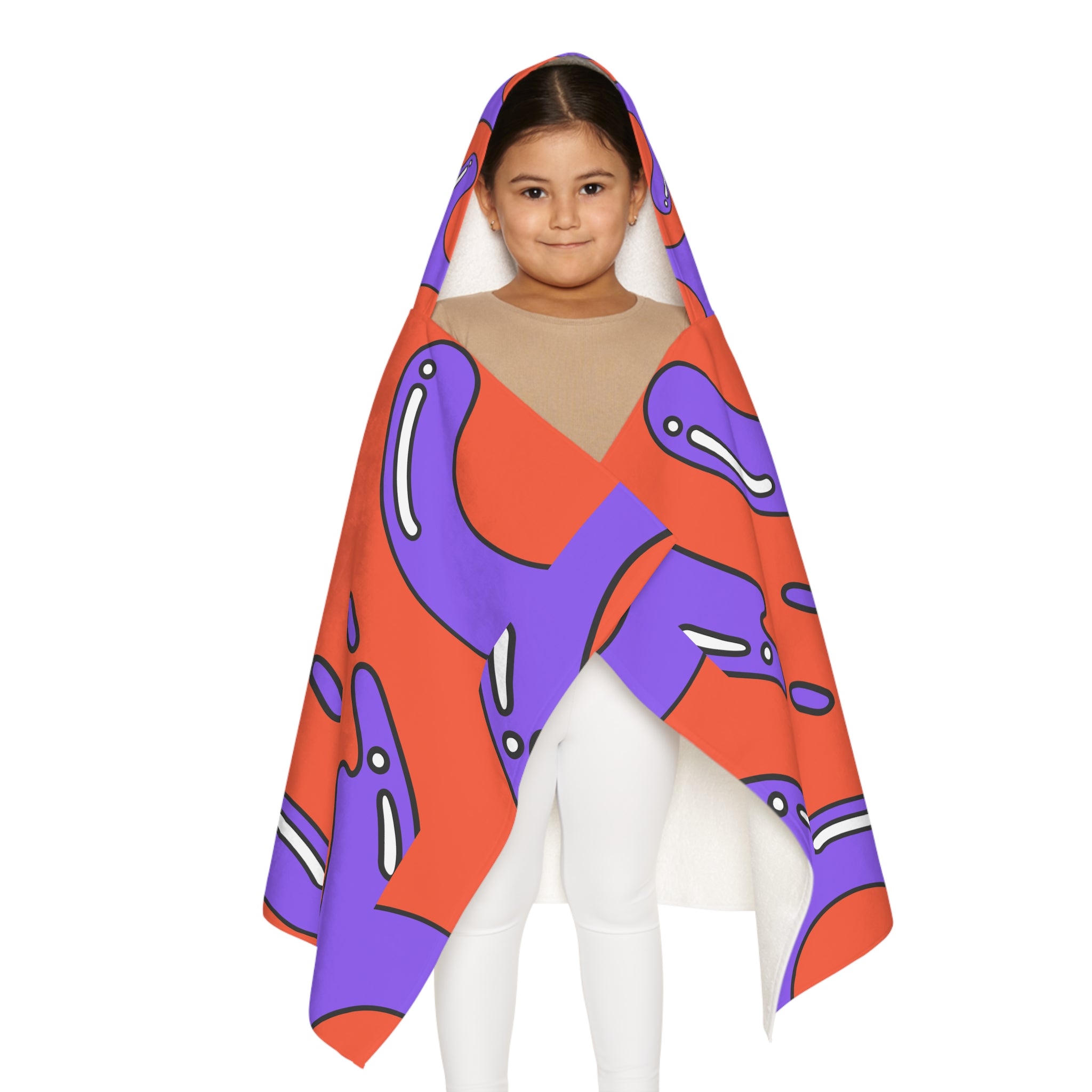 Orange and Violet Design Hooded Towel, Cute Designs - Youth Hooded Towel