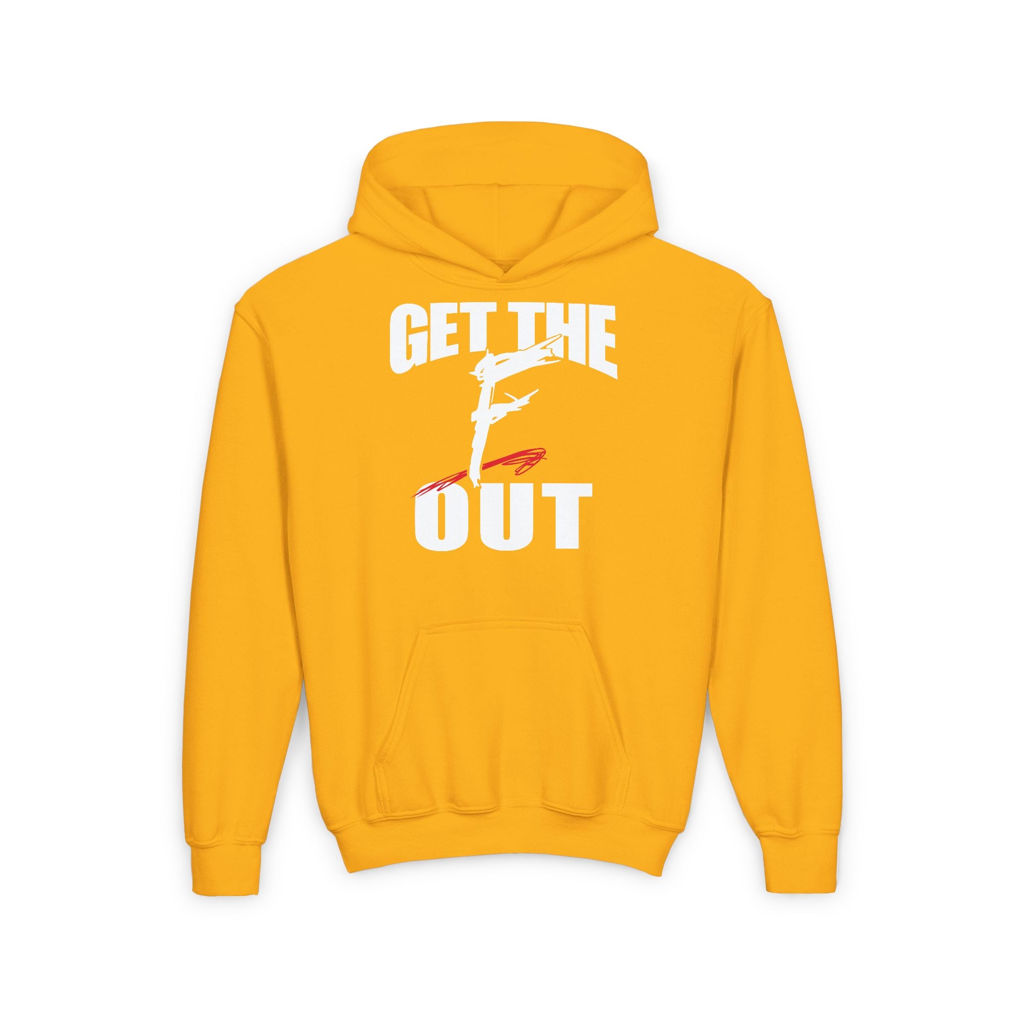 "Get The F Out" Graphic Design, Sports Fan Kids Hoodies - Youth Heavy Blend Hooded Sweatshirt, Unisex Wrestling Fan Hoodies, Gift for Her-Him, Casual Outwear