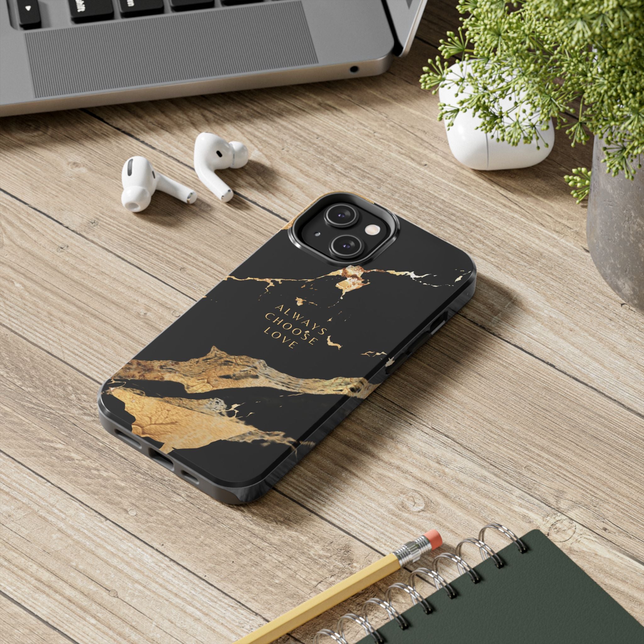 Black Gold Always Choose Love, Elegant Phone Cases, Stylish Phone Covers, Chic Phone Protectors, Fashionable Case for Her, Trendy Smartphone Accessories