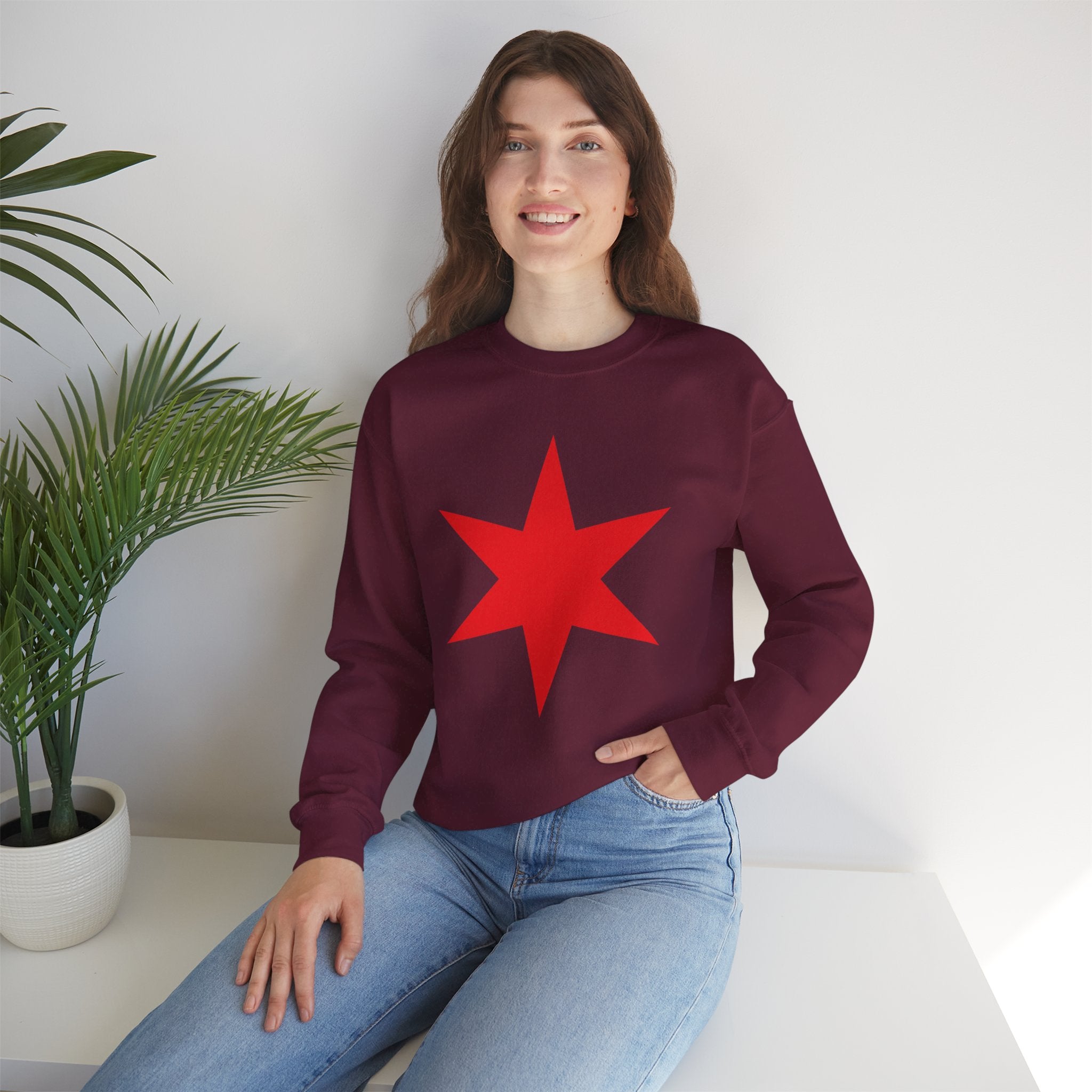 Chicago Star Sweatshirt, Wrestling Fan Unisex Sweatshirt - Gift for Him or Her, Casual Outwear, Heavy Blend Crewneck Sweatshirt