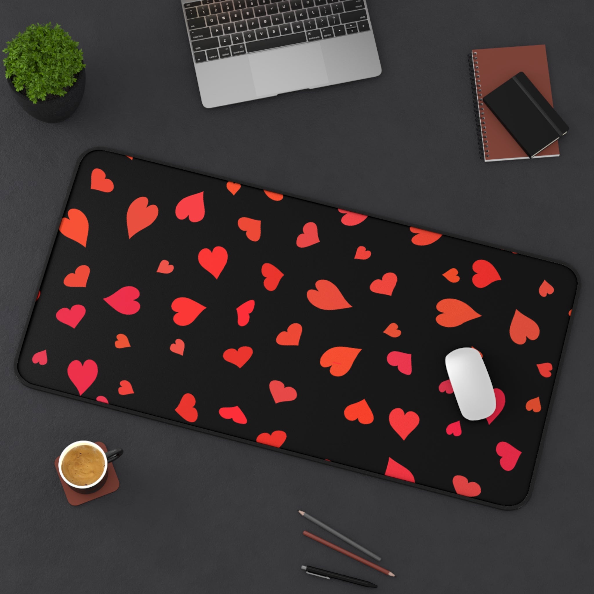 Heart, Valentines Gift, Mouse Pad, Desk Matt for Desktop, Cute Desk Pad Mat, XXL Large Mouse Pad for Desk, Anti-Slip Big Mousepad with Stitched Edges, Keyboard Pad Mouse Mat for Computer