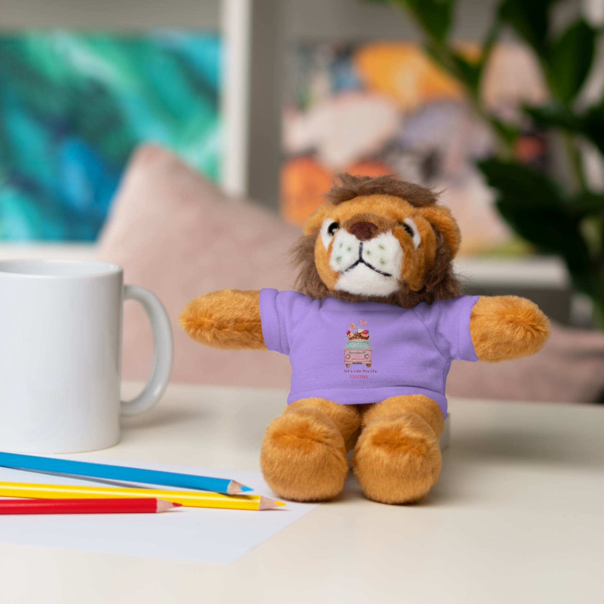 Colorful Bus with Sweet Treats Valentines Day Gifts for Her Him Kids Girlfriend Boyfriend Wife Mom Fiancée, Valentines Gifts for Women, Valentine's Day Teddy Bear, Funny Cute Stuffed Animal Plush Present for Birthday