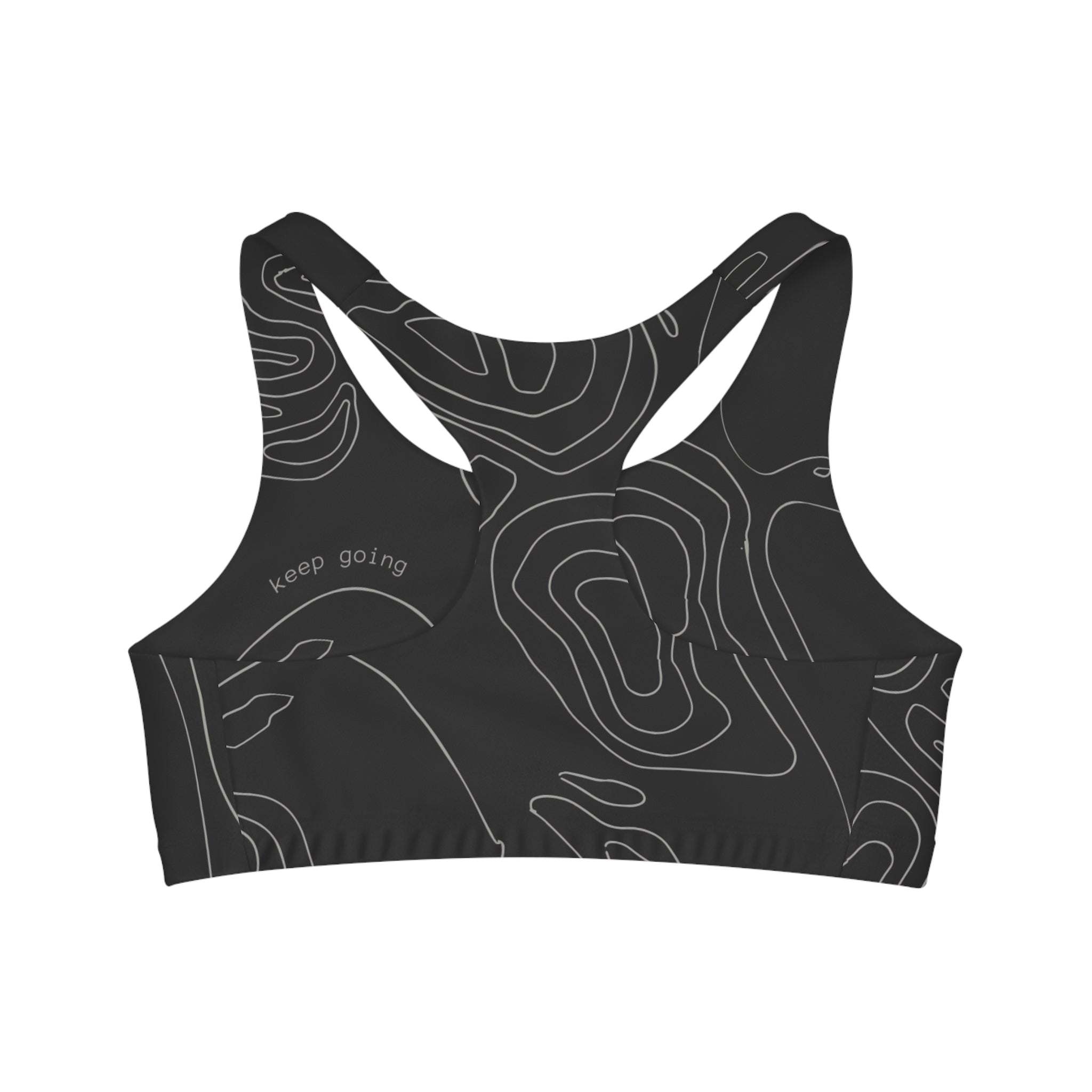 Black & Beige Minimalist Wavy Lines, Racerback Sports Bra for Women - High Impact Workout Crop Tank Top