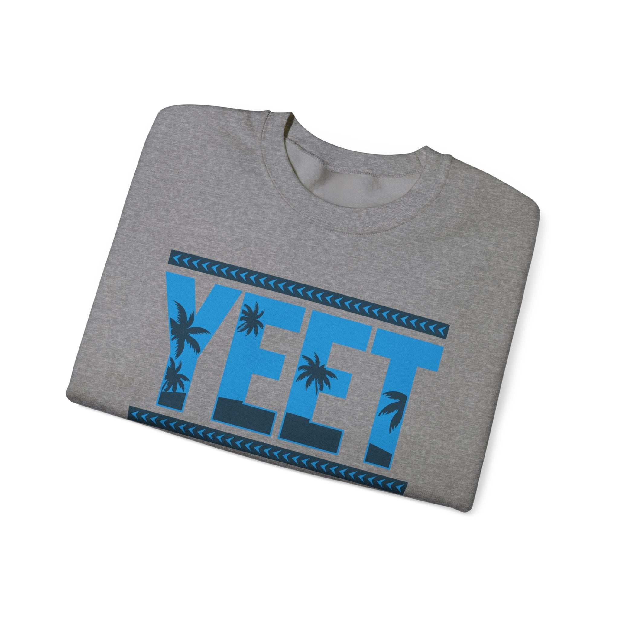 Blue Grey Yeet Palm Tree Sweatshirt, Wrestling Fan Unisex Sweatshirt - Gift for Him or Her, Casual Outwear, Heavy Blend Crewneck Sweatshirt