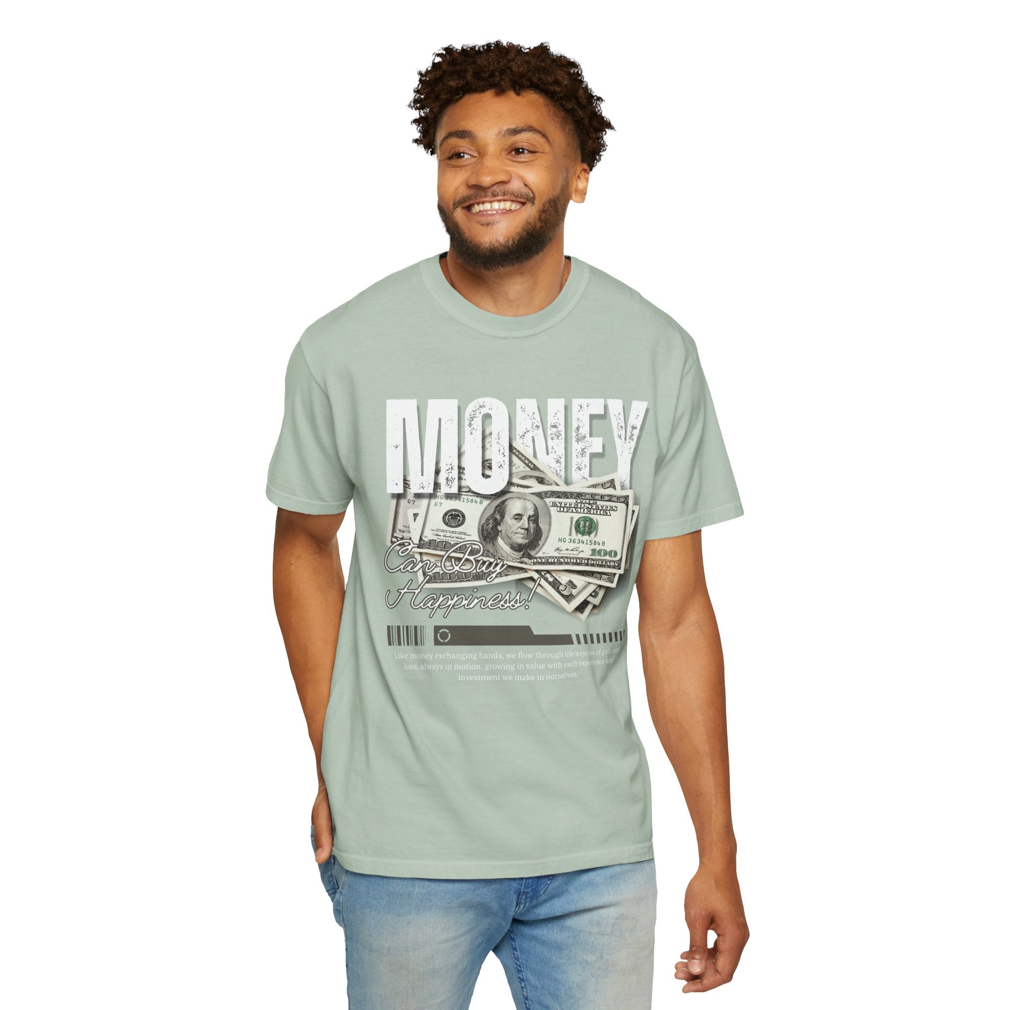 Money Can Buy Happiness, Graphic Design Unisex T-shirt, Casual Cotton Outwear, Gift for Him- Gift for Her, Stylish Tee, Cool Shirt, Trendy Apparel, Comfortable Top,