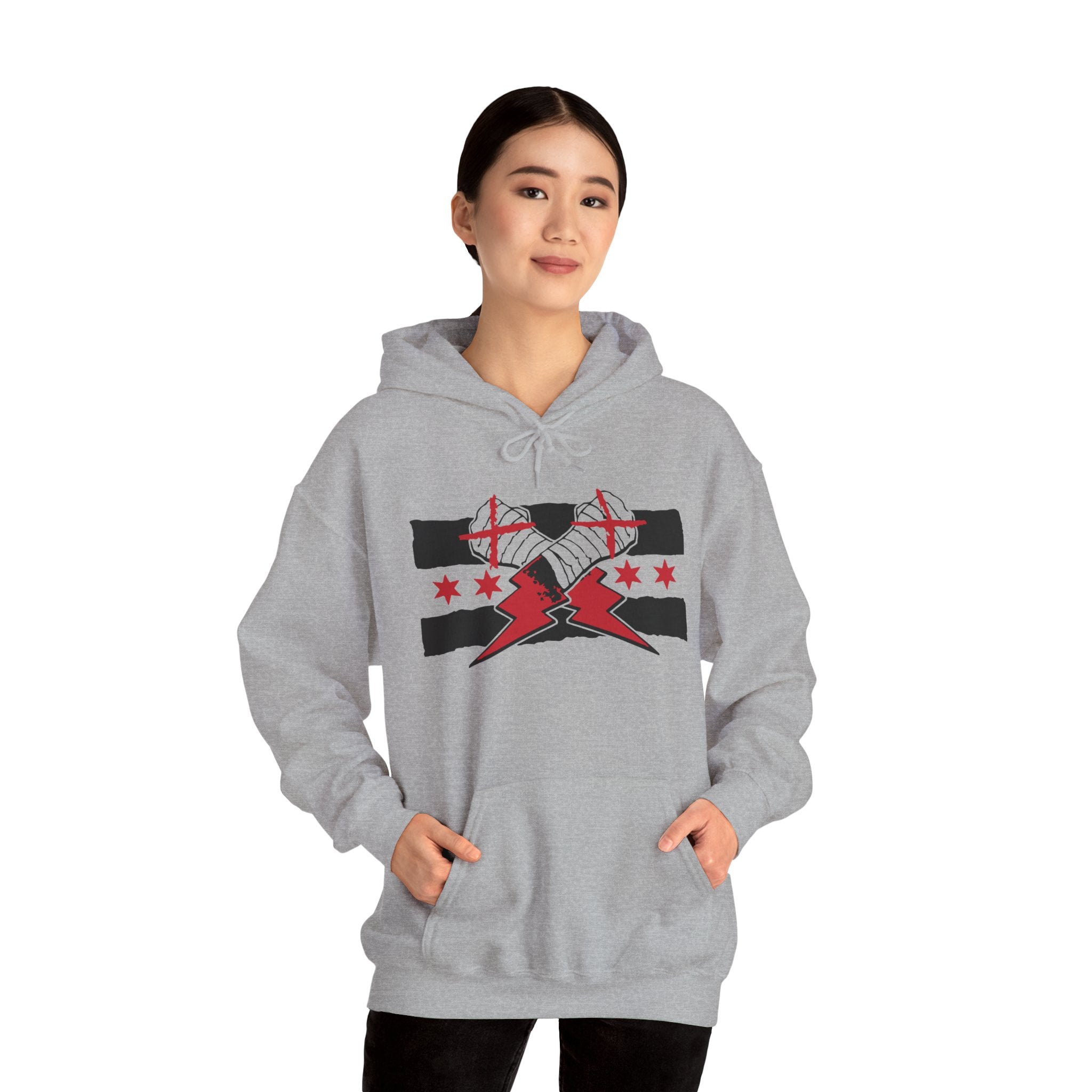 CM Punk Flag Black and Red Design Hoodies, Gift for Her - Gift for Him, Sports Fan Wrestling Unisex Hooded Sweatshirt, Casual Outwear