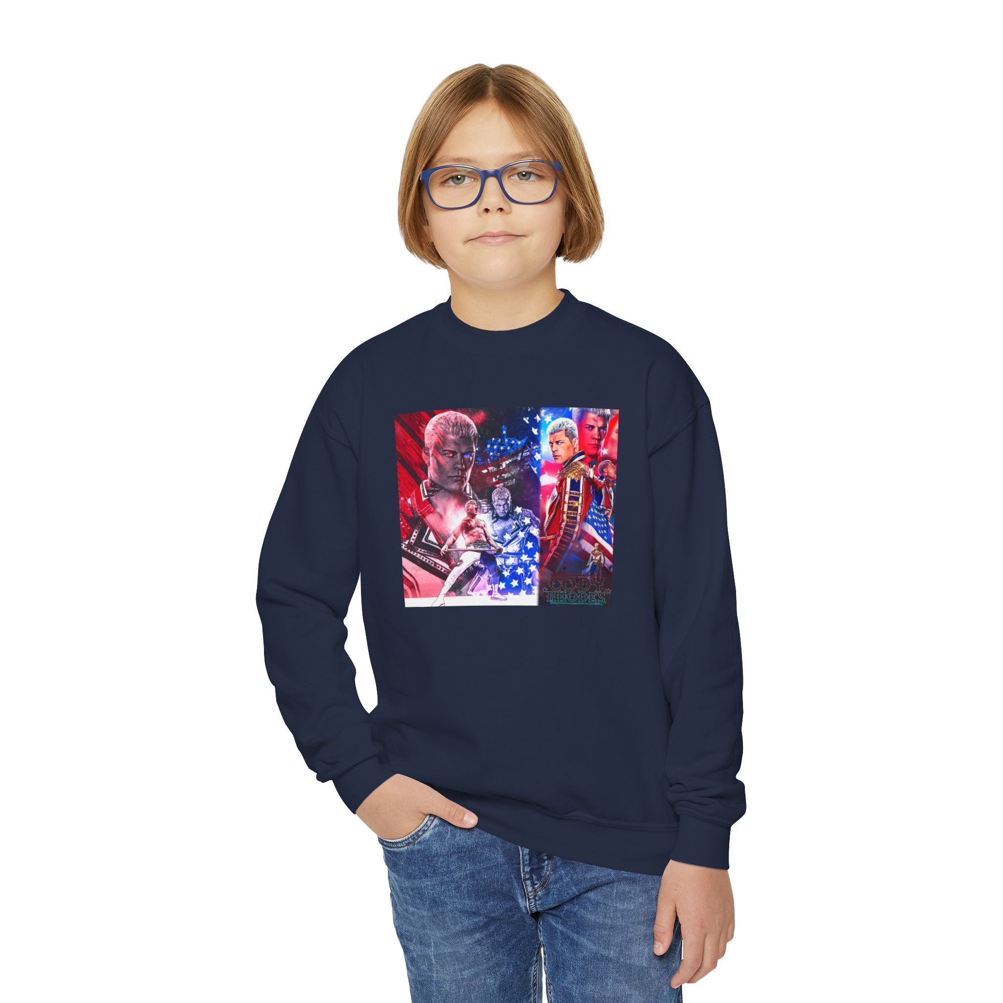 Cody Rhodes Graphic Design, Youth Sports Fan Crewneck Sweatshirt for Kids, Perfect Gift for Kids, Unisex Sweatshirt, Casual Outwear