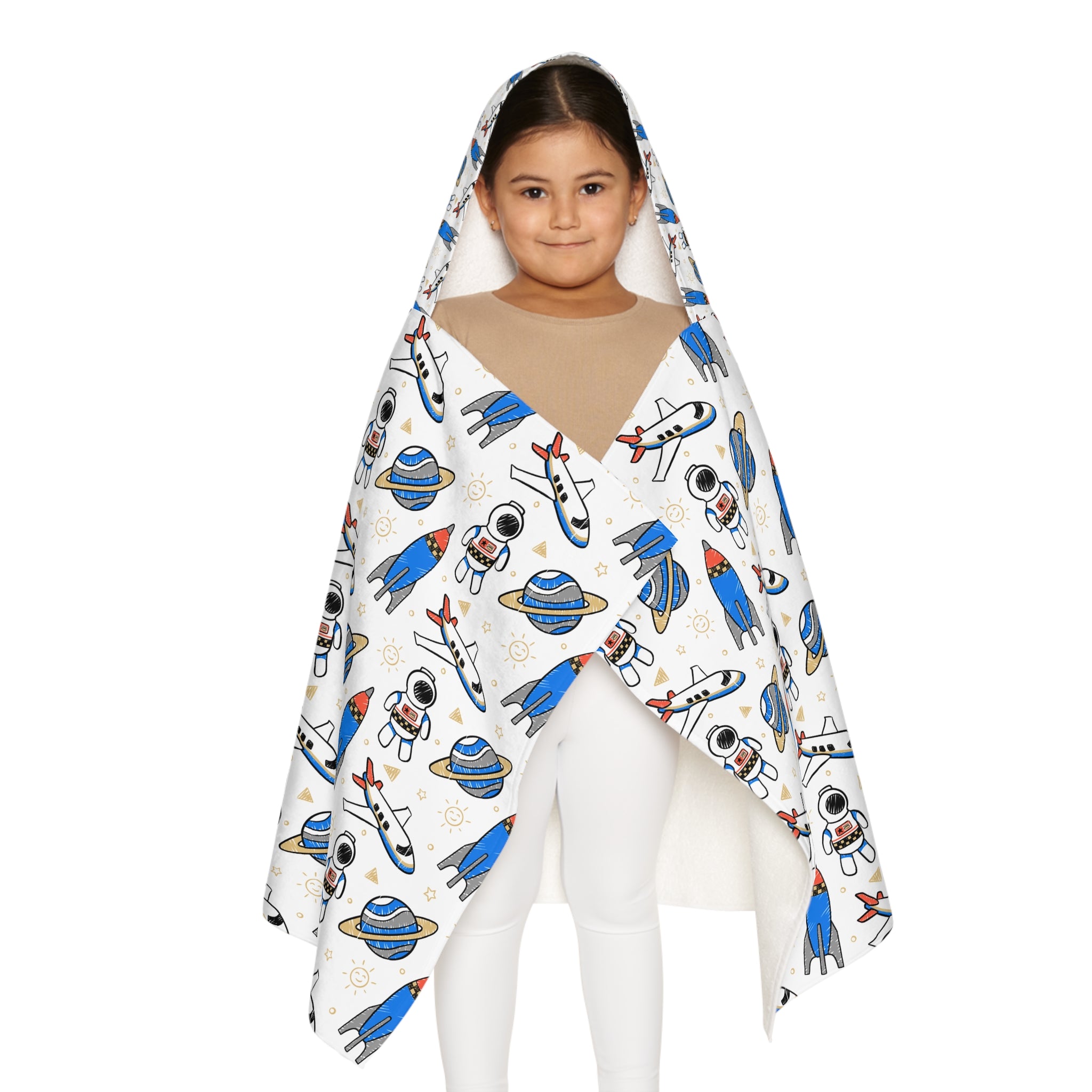 Airplanes and Space Design Hooded Towel, Cute Designs - Youth Hooded Towel