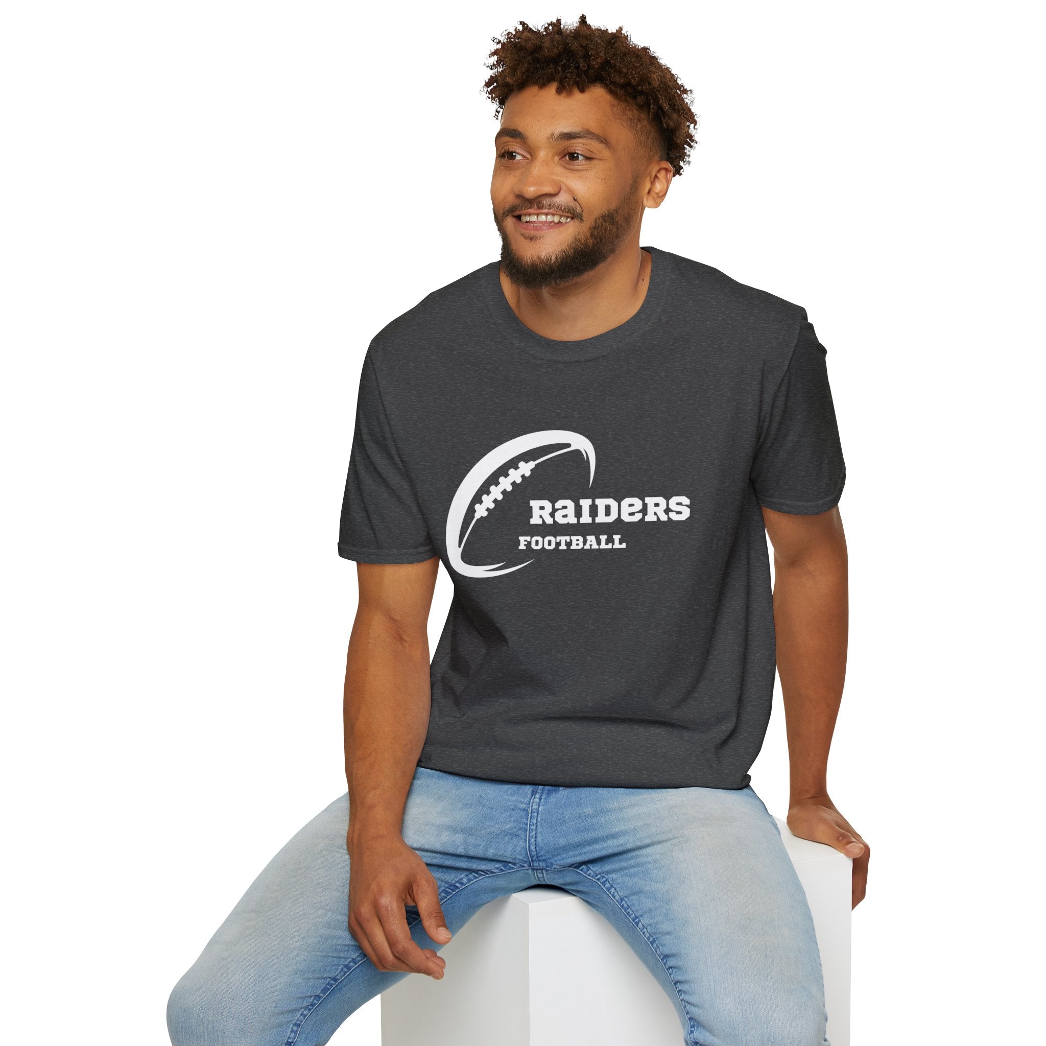 All White Raiders Fan Football Shirt, Unisex Softstyle T-Shirt, Football Fan Tee, Football Fan Gift, Sports Fan Apparel