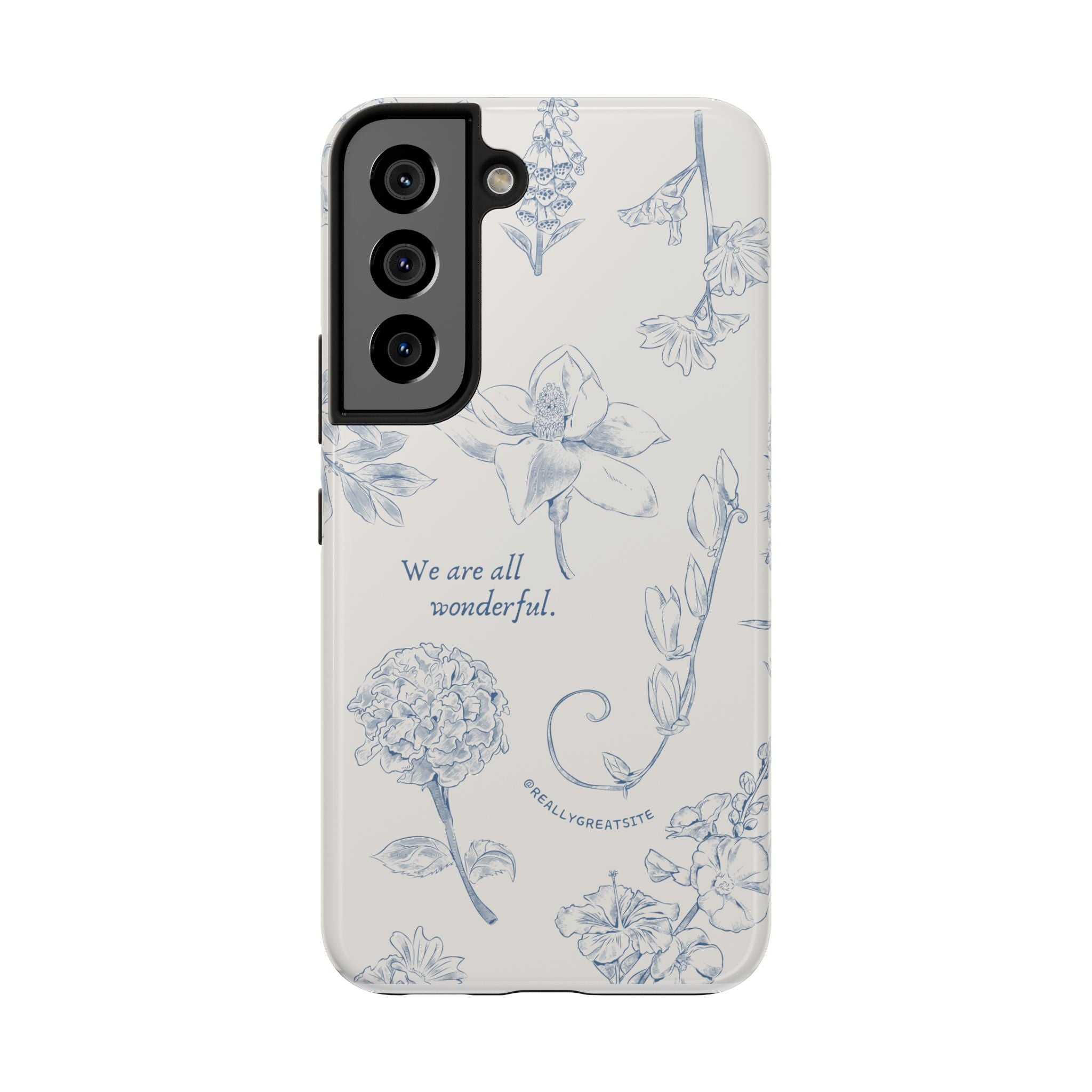 Dusty Blue Cream " We Are All Wonderfull", Elegant Phone Cases, Stylish Phone Covers, Chic Phone Protectors, Fashionable Case for Her, Trendy Smartphone Accessories