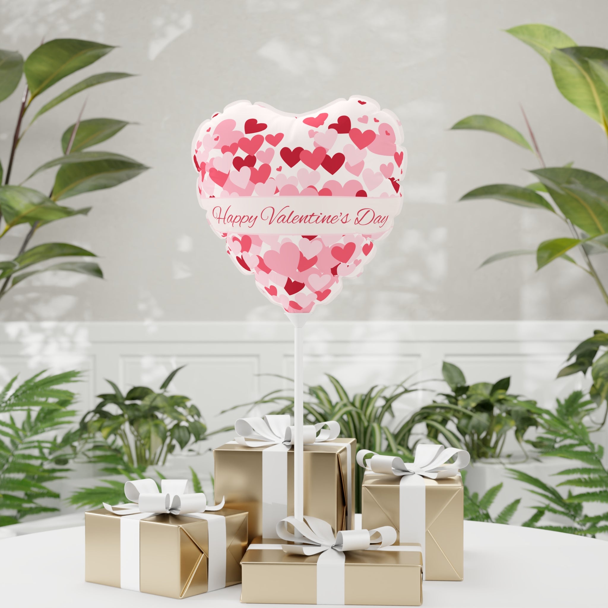 Valentine's Day Pink Balloons, Full of Hearts - Romantic Heart-Shaped Decorations and Words, Love Anniversary Party Supplies